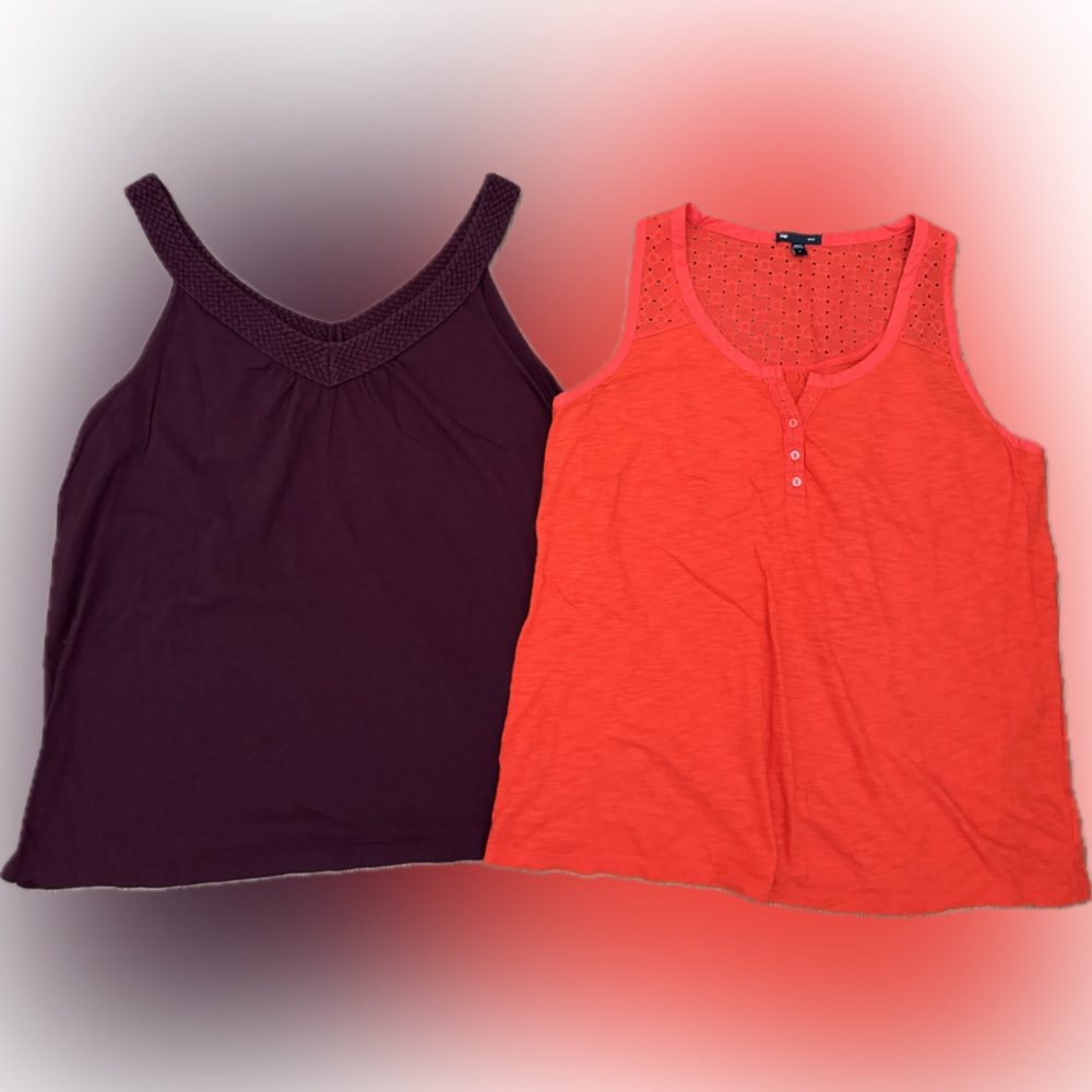 Set of 2 Women’s GAP Sleeveless Tops - Purple and Orange
